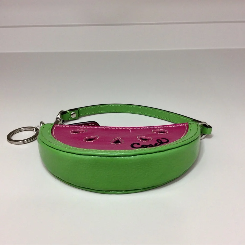 Coach Vintage Watermelon Coin Pouch Pink Green Patent Leather Y2K - Picture 8 of 14